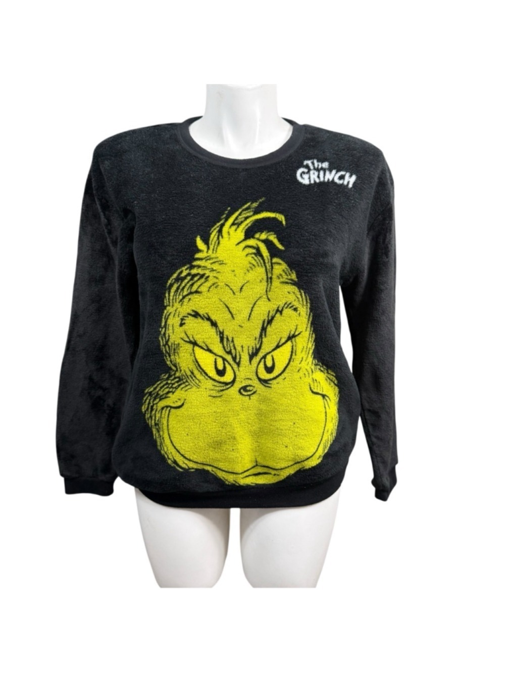 The‎ Grinch Black Plush Sweatshirt XL Dr Seuss Cozy Pullover